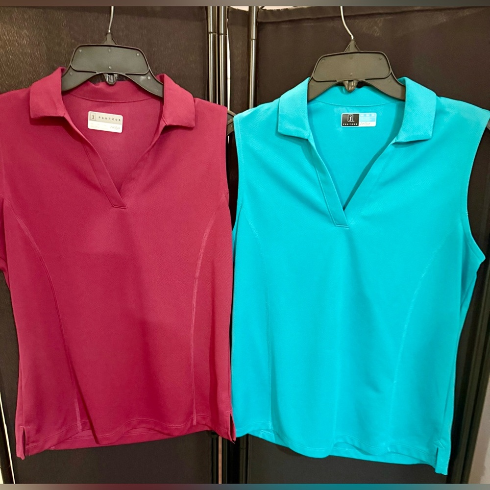 2 PGA Tour sleeveless tops. Sz. M Fushia & Teal - Picture 9 of 9